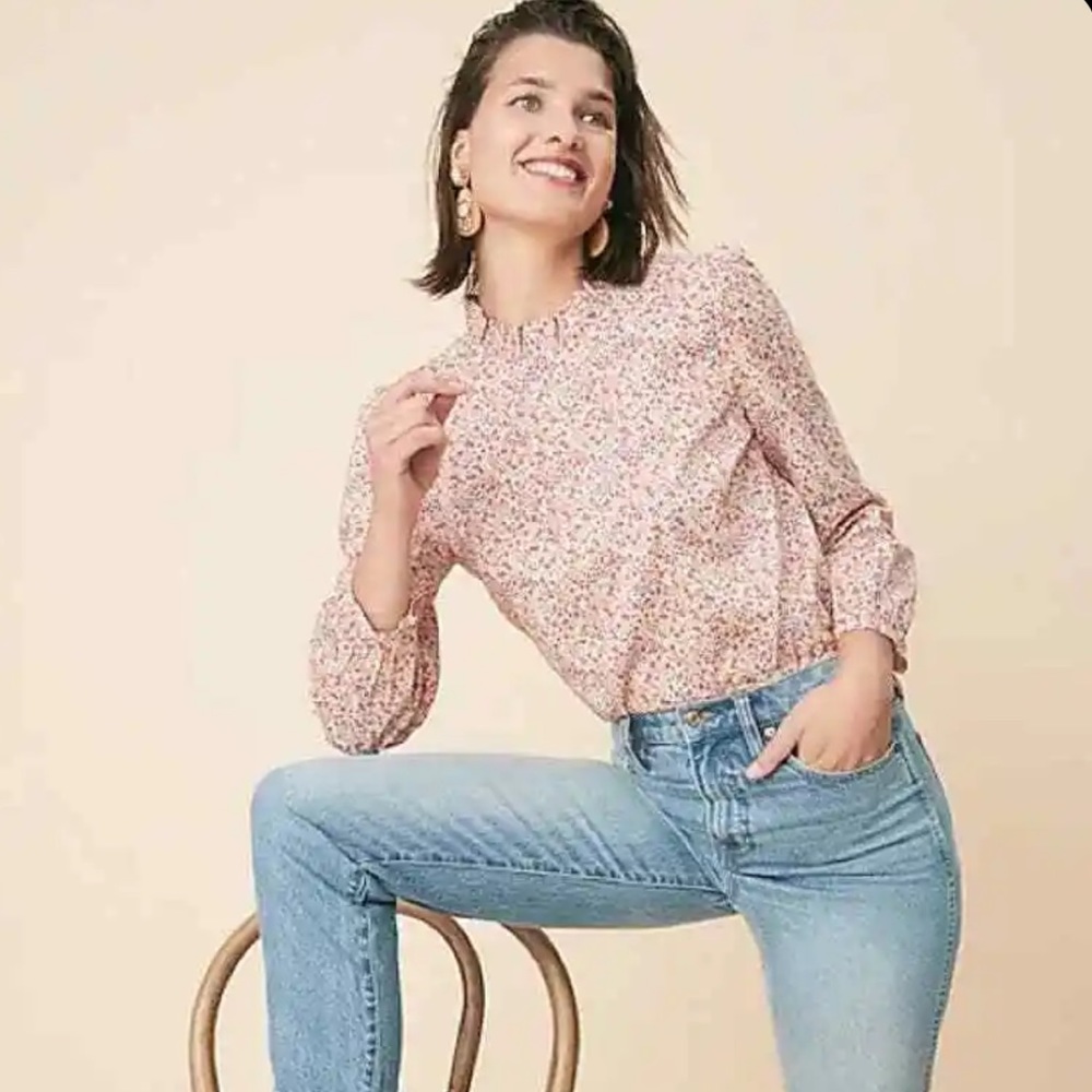 J.Crew Long-sleeve ruffleneck top in Liberty® Phoebe floral
